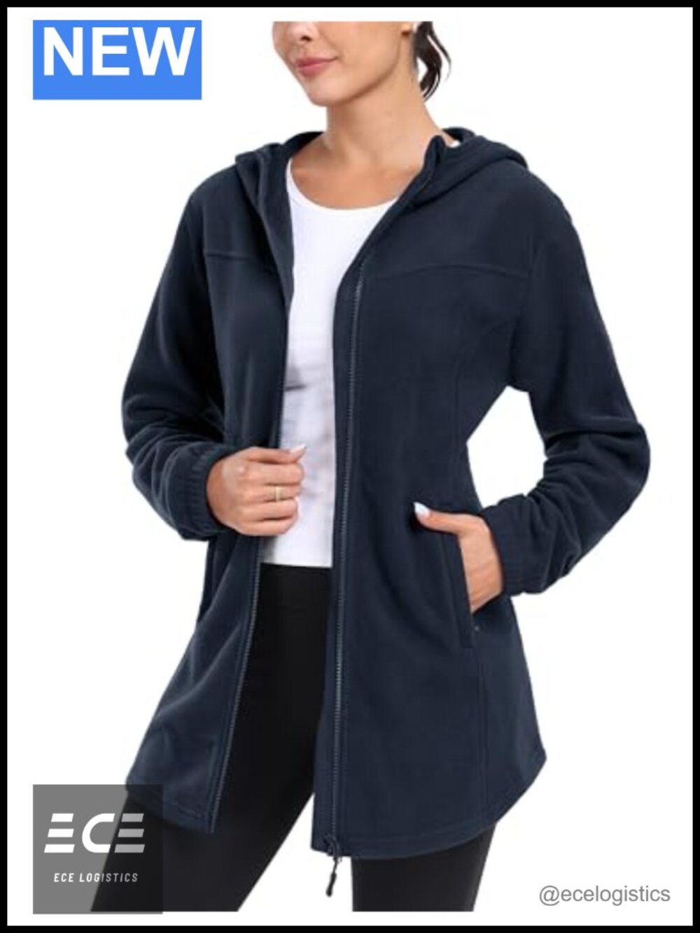 MoFiz Women's Long Fleece Jacket Full Zip Hooded Winter Coat